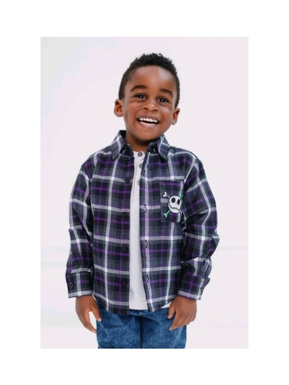 Nightmare Before Christmas - Pumpkin King Plaid Flannel Shirt - Picture 4 of 5